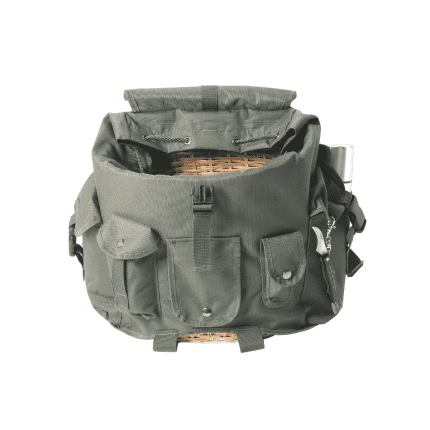 Zaino con cesta porta funghi Venturini in Ripstop antistrappo con cesto in vimini
