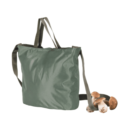 Borsa porta funghi tascabile Venturini in nylon spalmato PVC con tracolla e manici